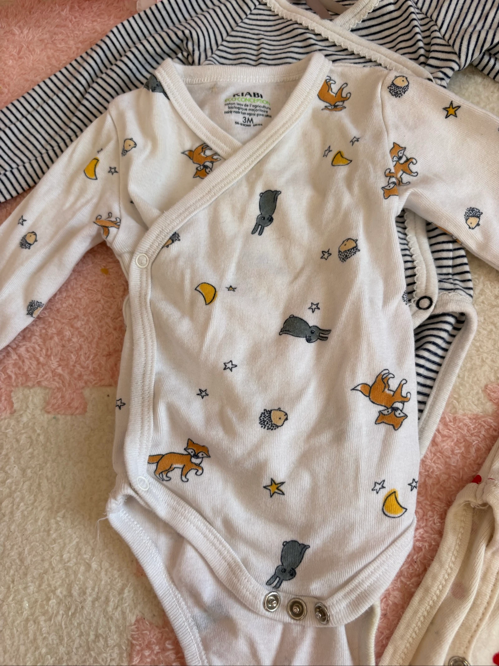 Lote de 5 bodies bebê menina 3 meses – Orchestra & cache-cœur – Excelente estado – photo 4